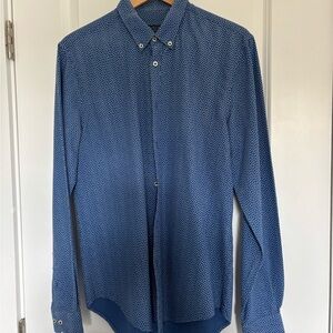 Zara Men's Blue Geometric Button Down Shirt